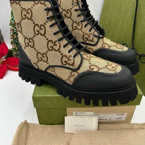 Men’s Gucci maxi GG combat boots lug soles size 13 made in Italy - Picture 2 of 7